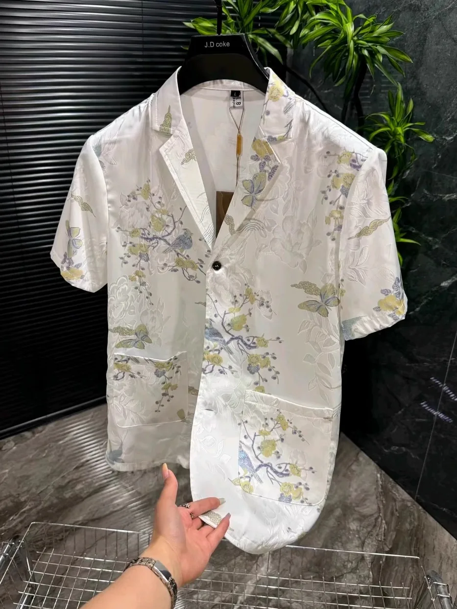 

Summer New Men's Fashion Casual Shirt High Quality Short Sleeve Embroidery Process Stylish Versatile Cool Business Handsome