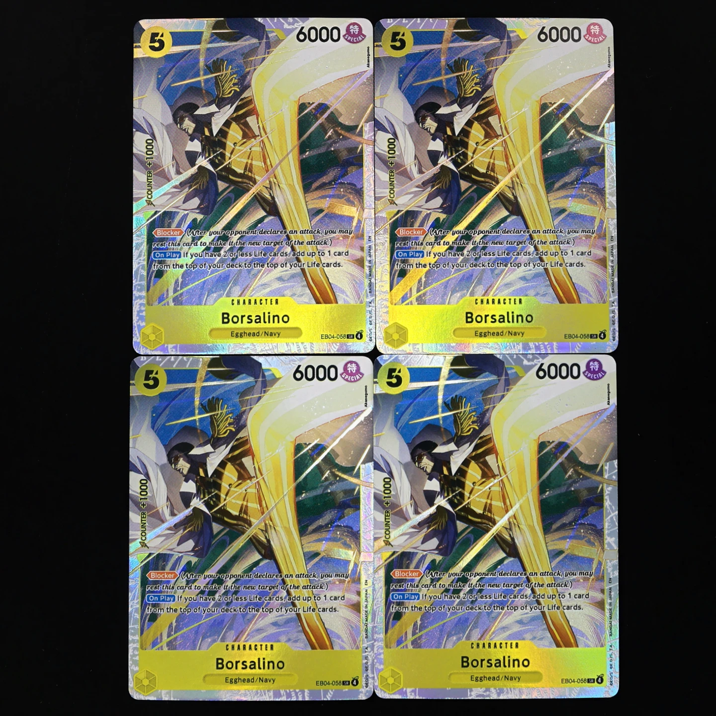 One Piece TCG OPCG Englisch EB04-058-Borsalino SR Reguläre Version Spielset 5 Kostengünstige Gelbe Borsalino Strukturierte Folienkarte