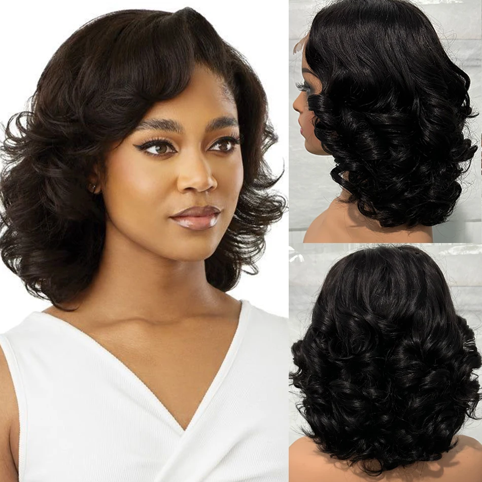 100% Raw Donor Double Drawn Bouncy Body Wave Wig 5x5 HD Lace Closure Human Hair Bob Glueless Wig Pre Plucked Pre Cut Wear And Go