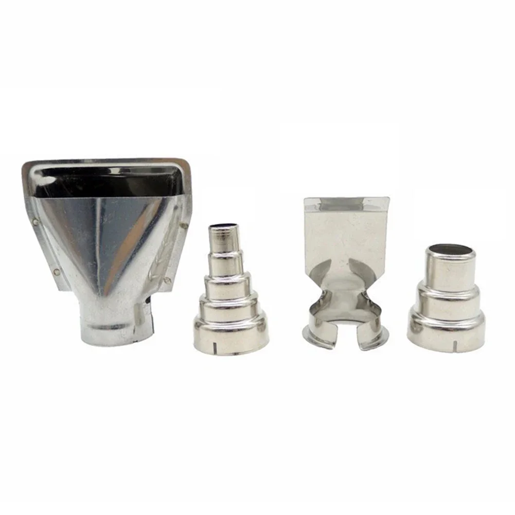 4pcs Hot AirGun Nozzles Stainless Steel Welding Accessories For Hot Airgun Silver 4 Different Sizes Stable Performance