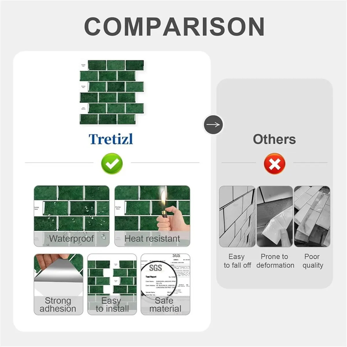 10 Sheets Peel and Stick Backsplash, Peel and Stick Tiles, Subway Look Wall Tiles Backsplash for Kitchen and Bathroom