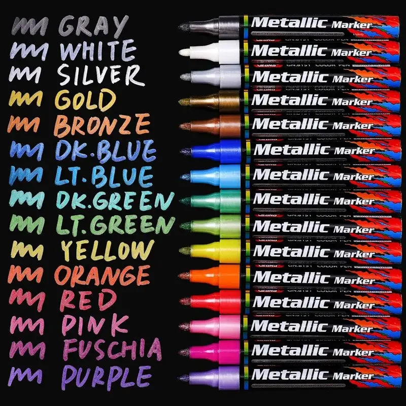 4-24 Colors Metallic Paint Marker Pens for Rock Painting Paper Metallic Color Markers Ceramic Glass Plastic Scrapbooking Art Pen