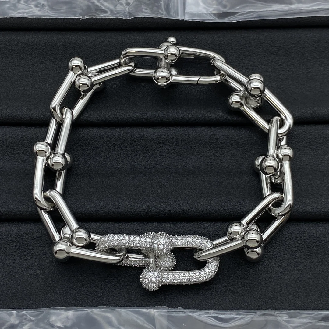 

TIF классический простой браслет из стерлингового серебра 925, индивидуальный браслет с пряжкой-цепочкой, нейтральный браслет