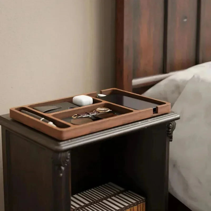 

Solid Wood Partition Storage Box Wooden Office Desktop Storage Box Mobile Phone Headphone Debris Storage Box Wooden Storage Tray