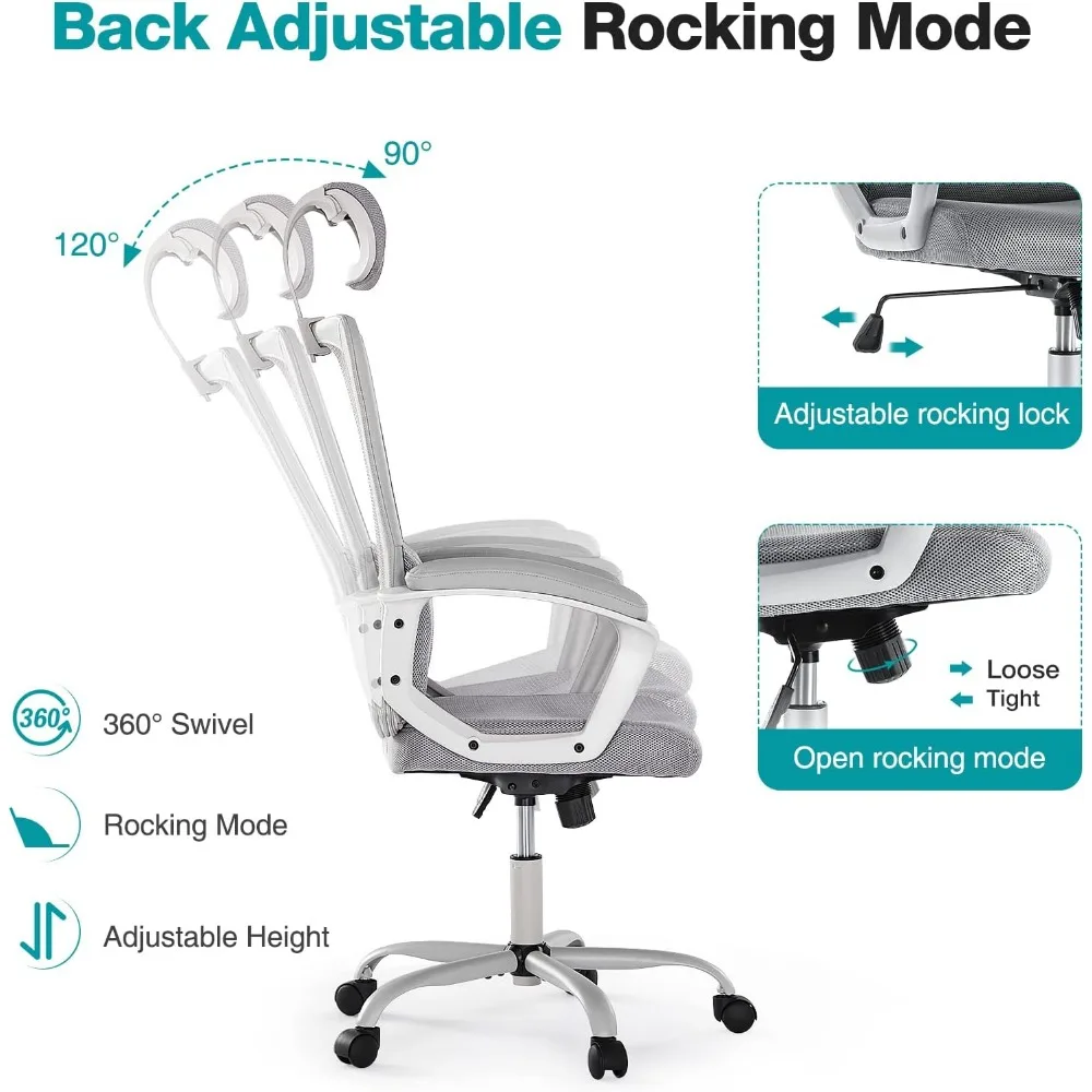 Home Office Chair Ergonomic Computer Desk Chair Mesh High Back Adjustable Height Executive Task Chair with Lumbar Support, Headr