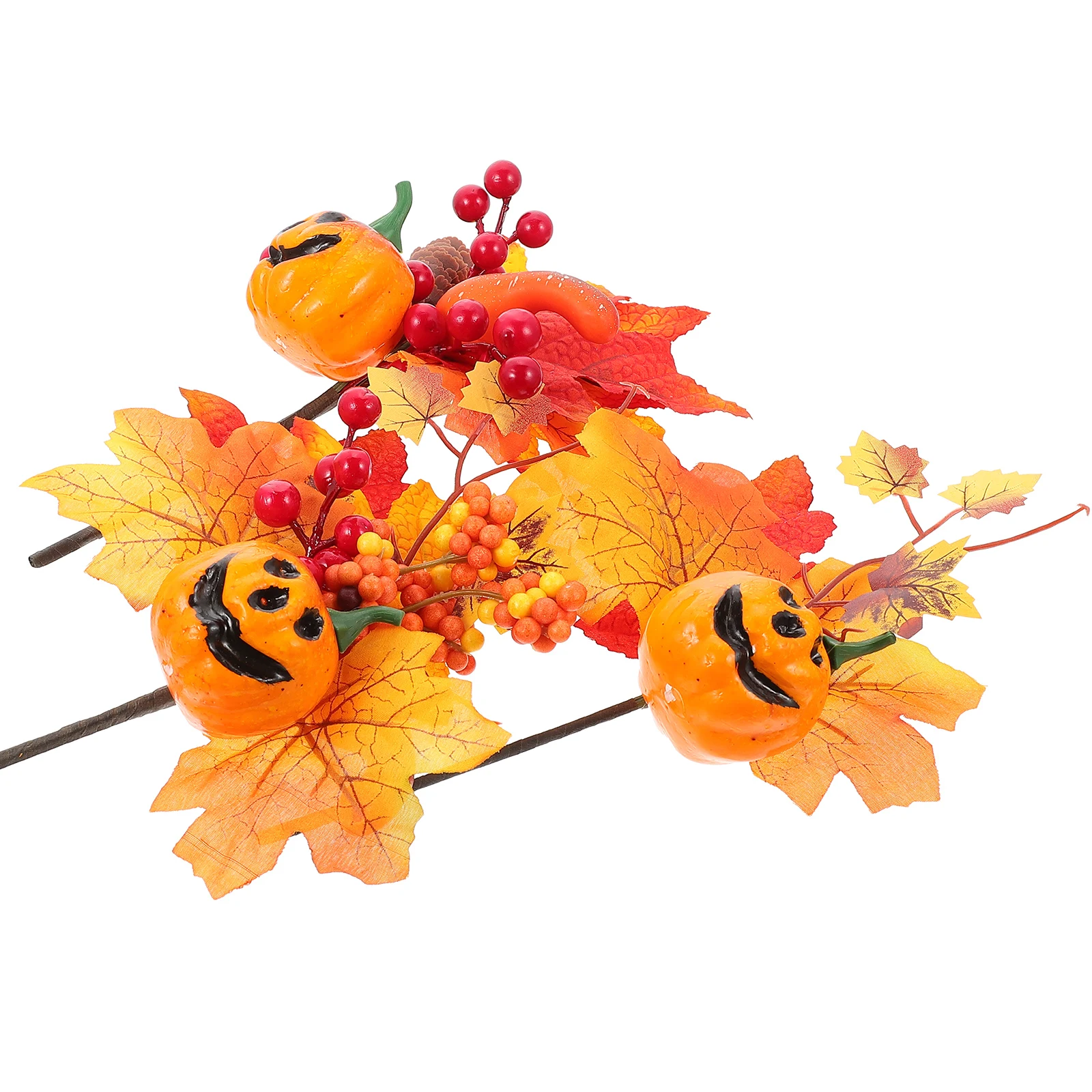 

3 Pcs Pumpkin Berries Decoration Artificial Branch Leaf Decorate Vase Filling Ornament Fall Plastic Thanksgiving Picks