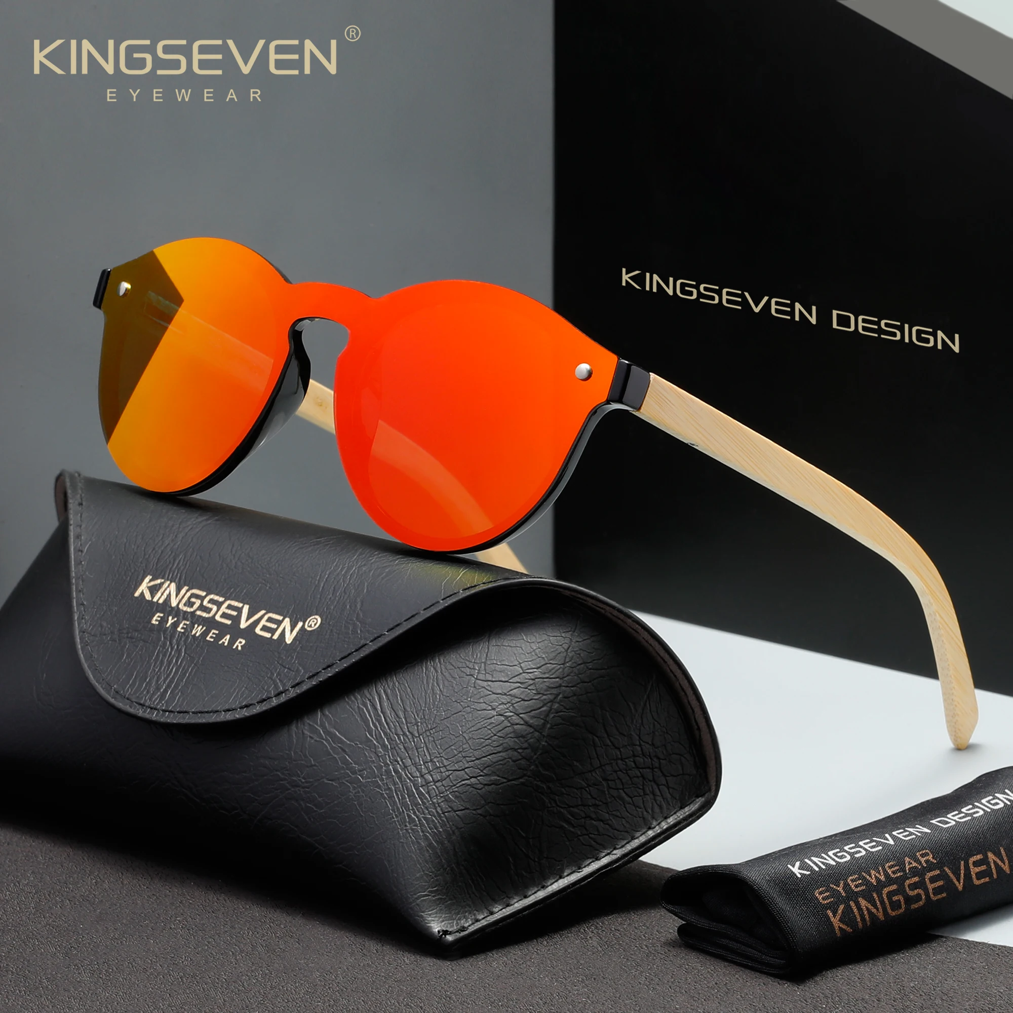 

Солнцезащитные очки KINGSEVEN Rerto из бамбука для мужчин и женщин, модные деревянные очки без оправы, поляризованные, с защитой от УФ400, для активного отдыха и вождения, круглые оправы