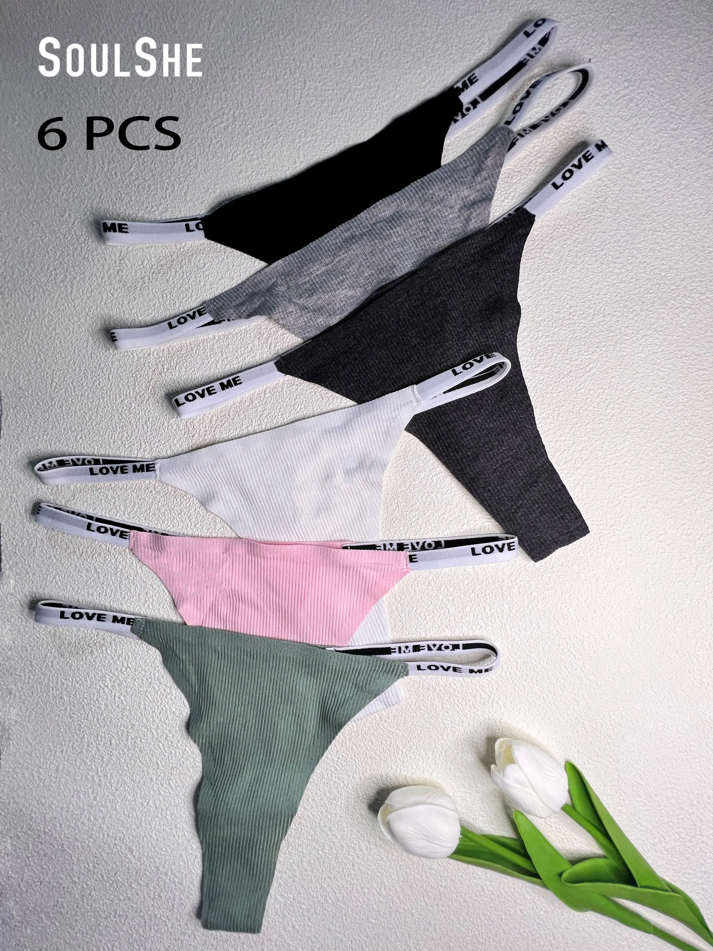 6PCS/Set Cotton Panties Briefs Women Binder Underpants Female Sexy Panties Tanga Thong Women Pantys Underwear Intimate Lingerie