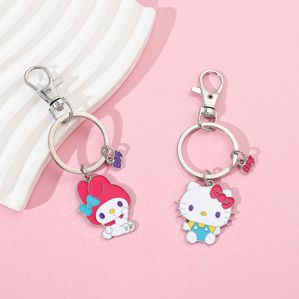 Sanrio HelloKitty Keychain  Anime Mymelody Fashion Metal Keychain Cute Cartoon Backpack Car Chaing Pendant Ornaments