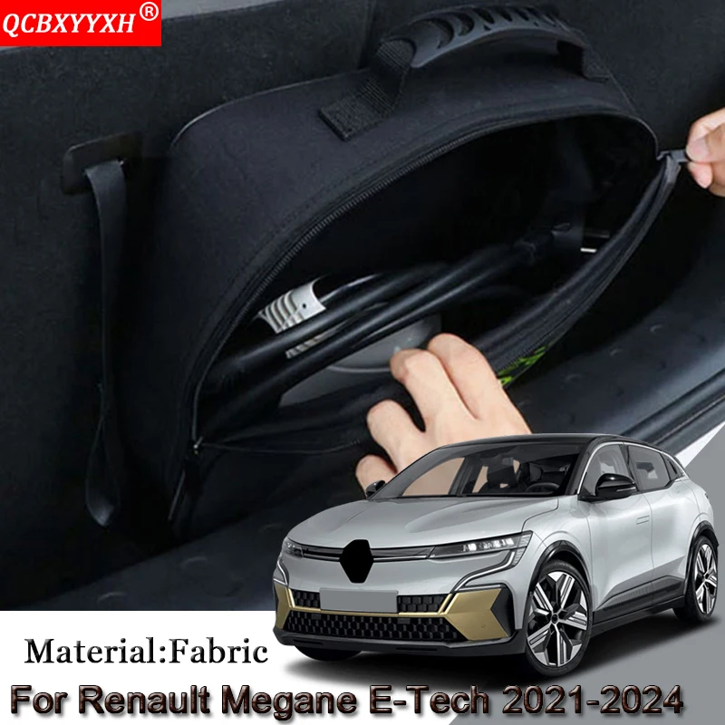 EV Car Charging Cable Storage Carry Bag For Renault Megane E-Tech 2021-2023 2024 Charger Plugs Sockets Waterproof Fire Retardant