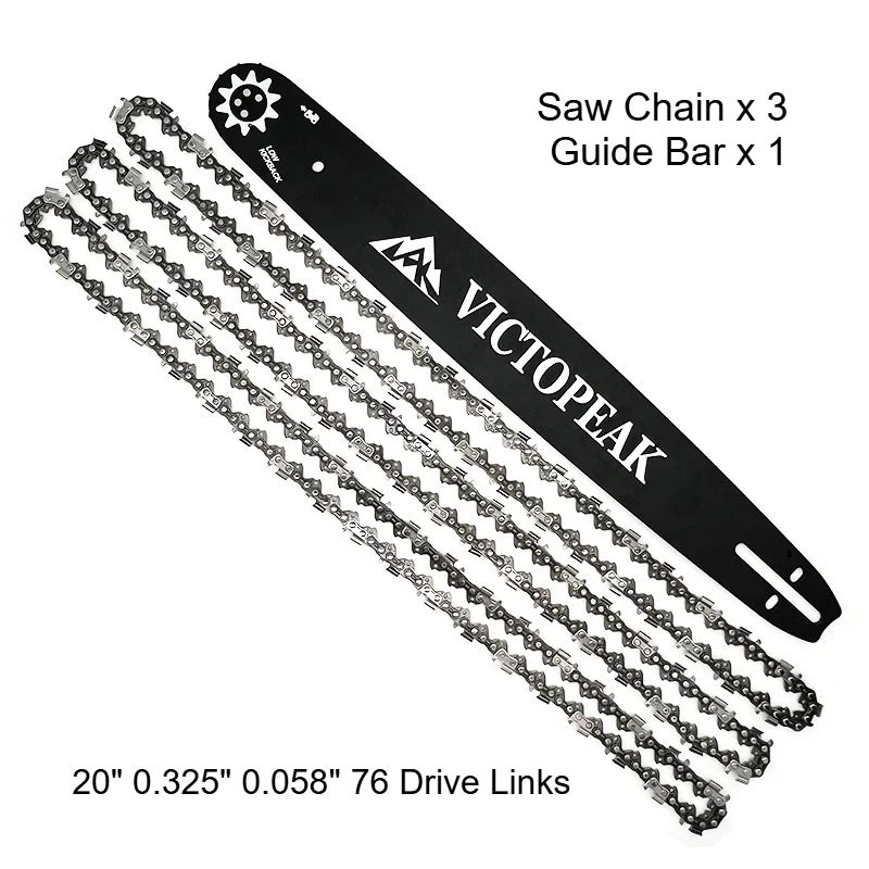 

Детали садовых инструментов, аксессуары, направляющая с лезвием бензопилы, 20 дюймов, 0,325 дюйма, 0,058 дюйма, 76 звеньев для китайской цепной пилы