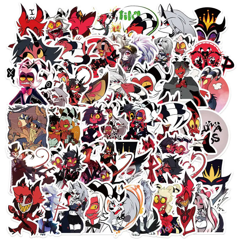 100Pcs American Anime Helluva Boss Stickers For Kids Laptop DIY Guitar Motorcycle Luggage Skateboard Cool Decal Phone