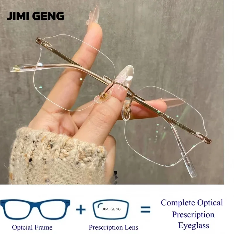 

Fashion Women's Edge Cutting Frameless Glasses Butterfly Frame Type Pure Titanium Material Comfortable and Ultra Lightweight