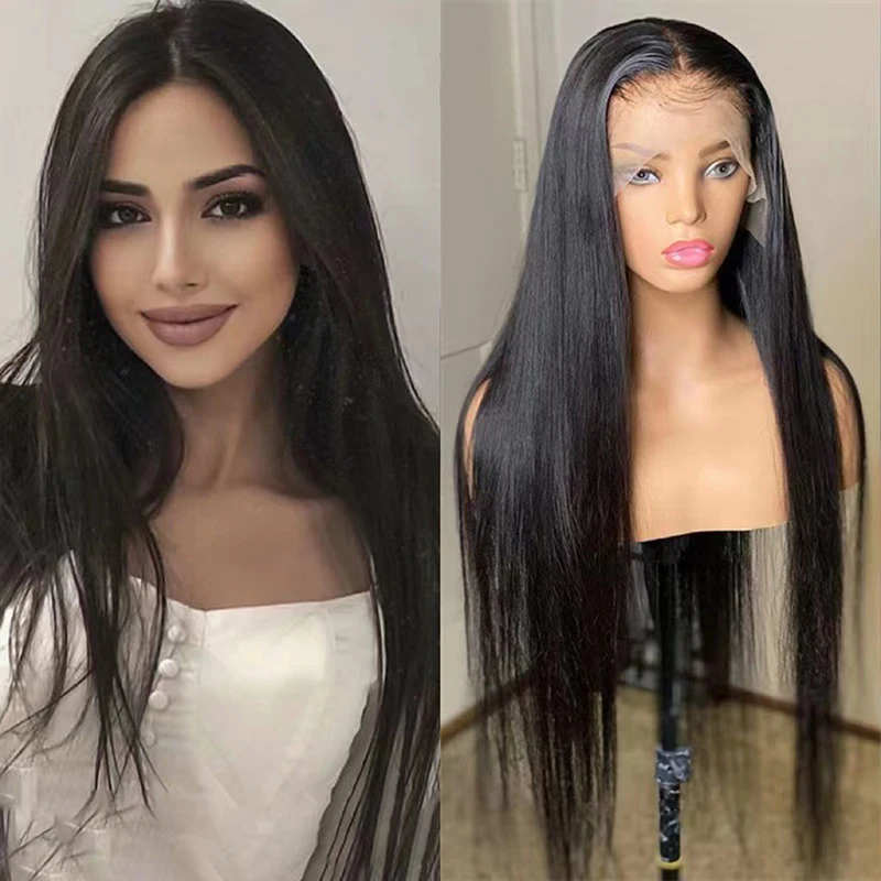 

Woman Daily Clothing Match Black Long Straight Hair Ball Evening Gown Accessories Nature Headgear Concert Lady No Bangs Wig