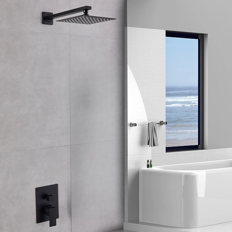 Concealed Shower Set with Embedded Test Shower, Household Bathroom Shower with Stainless Steel Top Spray Shower System