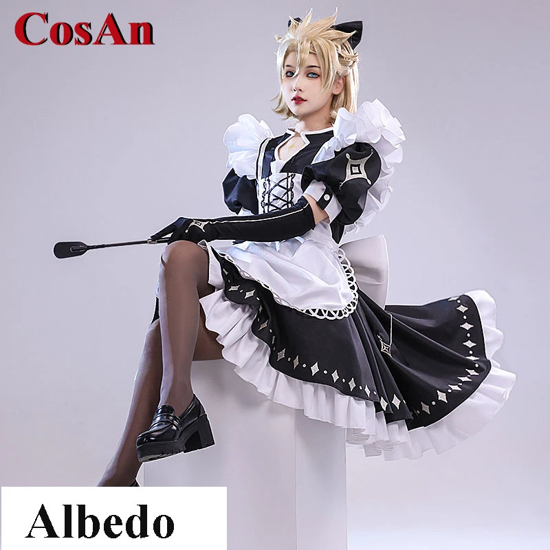 

CosAn Hot Game Genshin Impact Albedo Cosplay Costume Gorgeous Sweet Lovely Maid Dress Party Role Play Clothing New