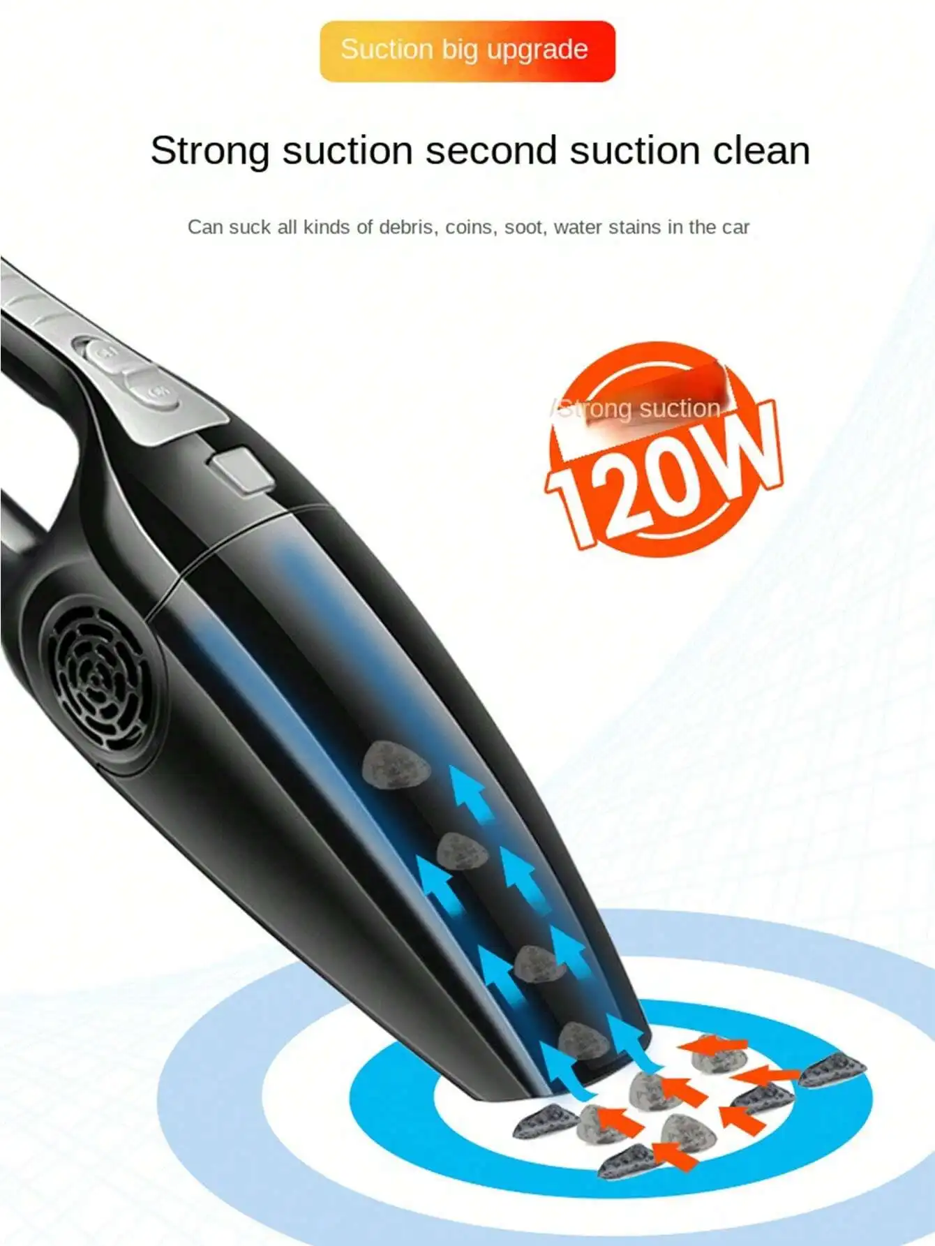 Автомобильный пылесос 5000 мбар, мощность сильного всасывания, сухой/влажный двойной бытовой беспроводной мини-пылесос