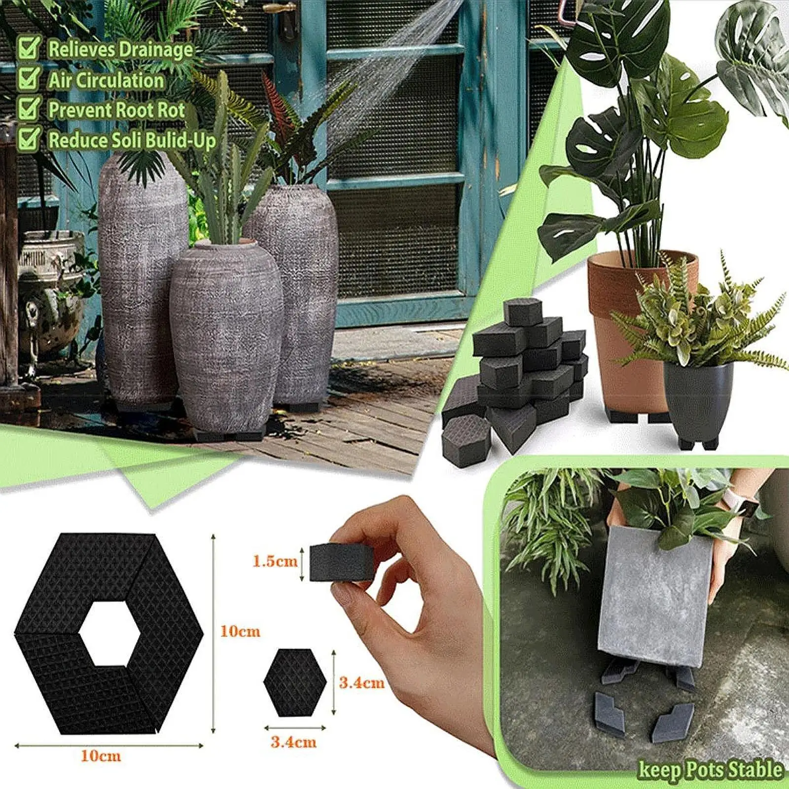 10x Invisible Pot Feet Composable, Nonslip, Easy to Use for Muti Pots, Stable Accessories Hexagon Pot Lifters Lifters