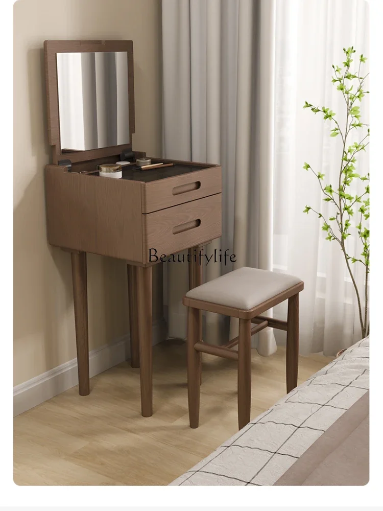 Solid wood dresser small bedroom simple modern flip-top mini cosmetic table bedside table