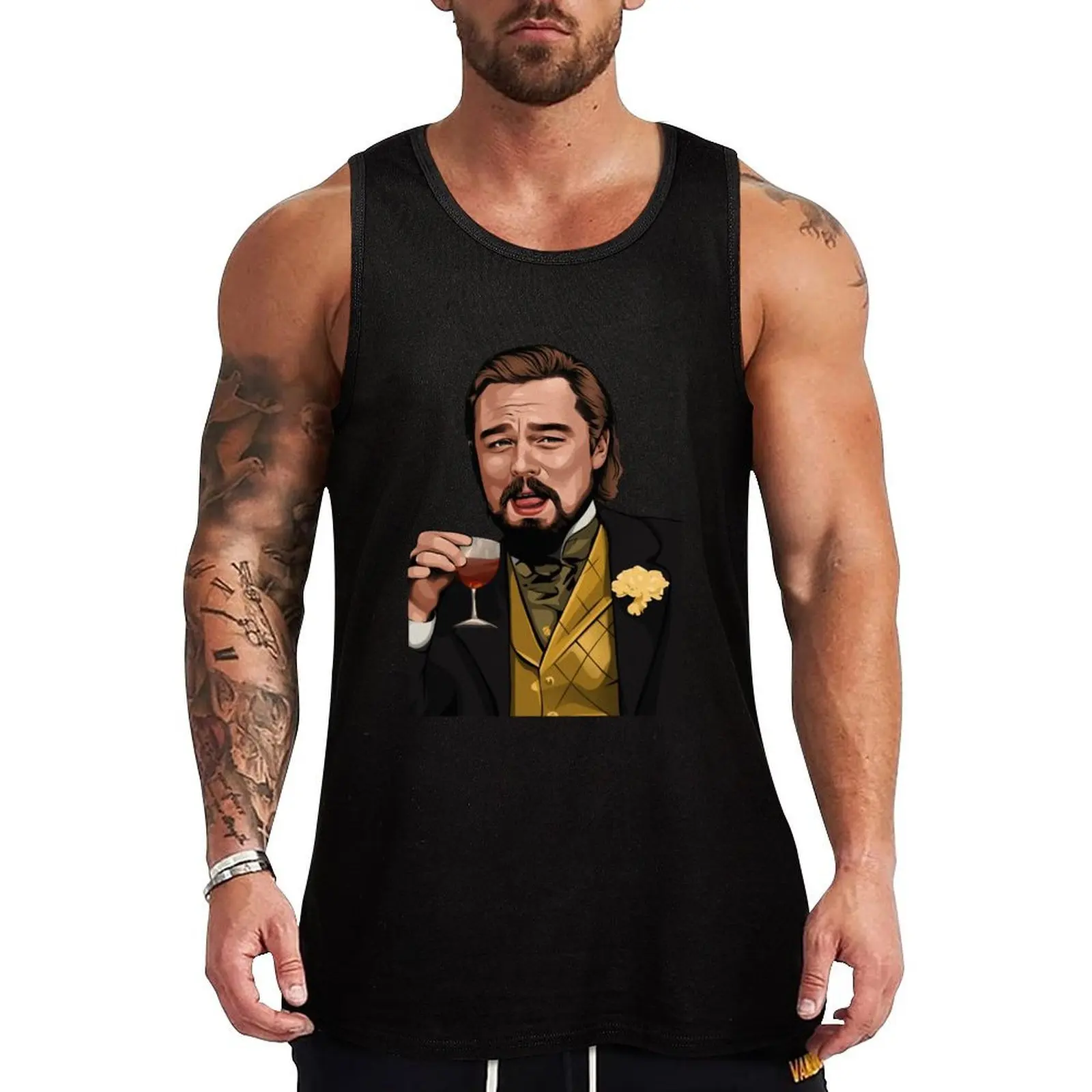 

Laughing Leo Iconic Meme From Django Unchained Tank Top Gym T-shirts for men Top summer Men's t-shirt