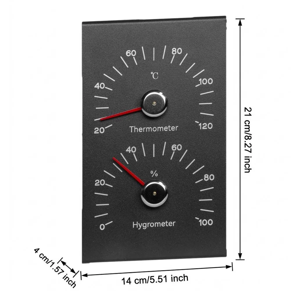 Analog Sauna Thermometer 21x14x4cm Wall Mounted Glass for Temperature Humidity Tracking in Sauna and Steam Rooms