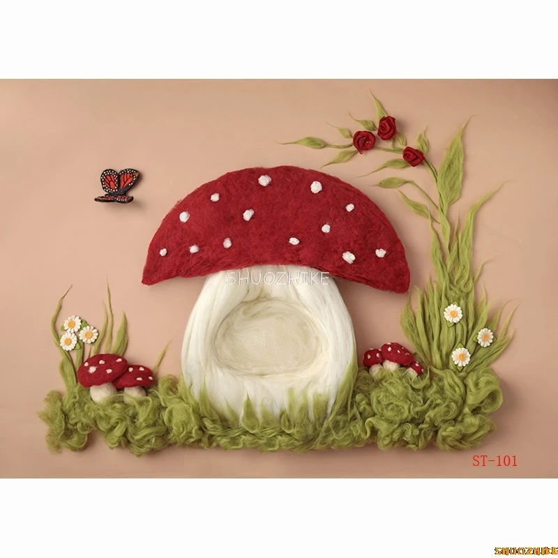 Newborn Baby Photography With Tree Swing And Fur Garland Backdrop Floral Birthday Hundred Days Studio Background XSE-22