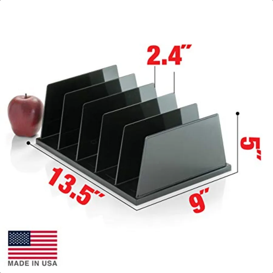 Офисный переработанный большой стандартный сортировщик с 5 отделениями, 13,5 x 9 x 5 дюймов, черный 26192