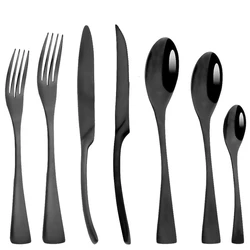 Dinnerware Set Stainless Steel Kitchen Cutlery Set Black Steak Knife Dessert Spoon Flatware Fork Tableware Accessories