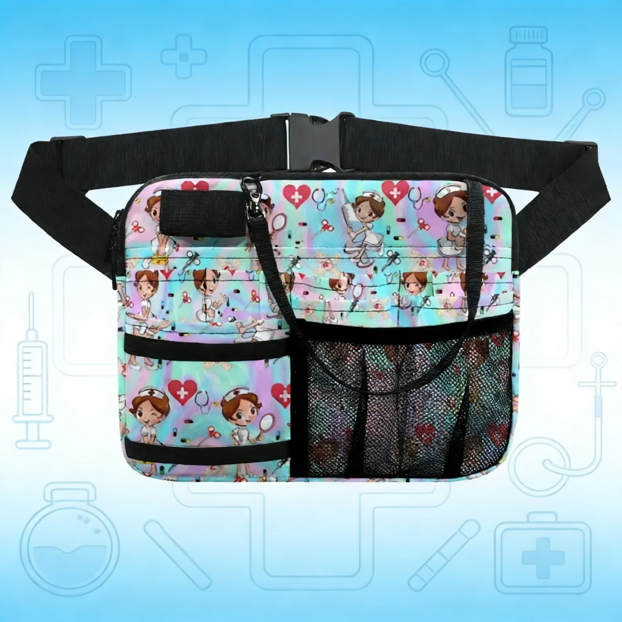 

Rainbow Nurse Fanny Pack with Quick Release Buckle Easy Access Medical Belt