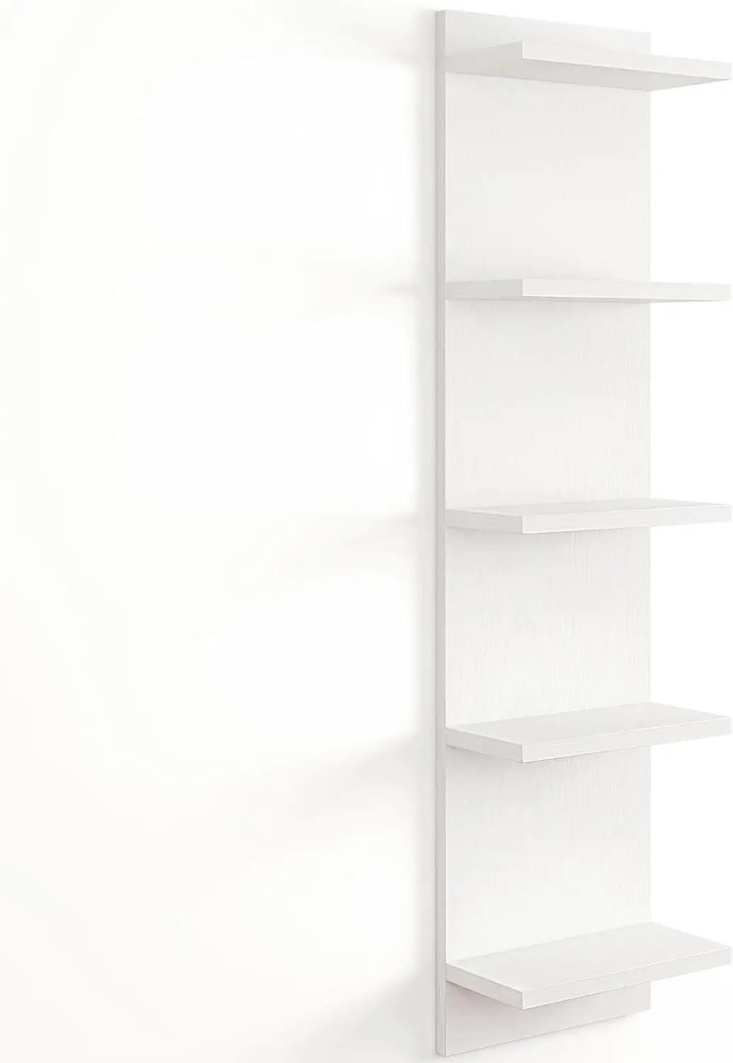 

48" Tall 5-Tier Floating Wall Shelf Unit, White Vertical Storage Organizer for Home Decor