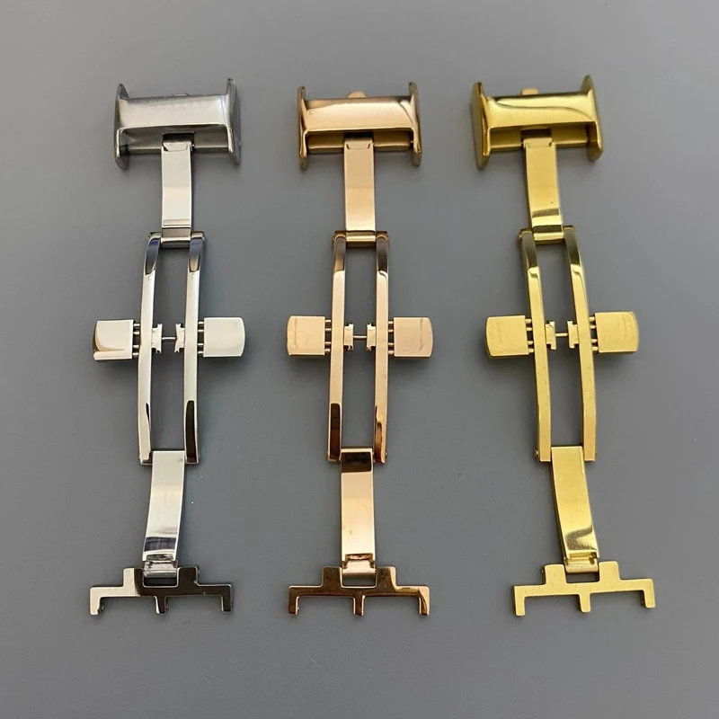 FUYIJIA Couple Custom L-ongines Original Butterfly Buckle 12MM 14MM 16MM 18MM 20MM Belt Clasp 316 Stainless Steel Folding Buckle