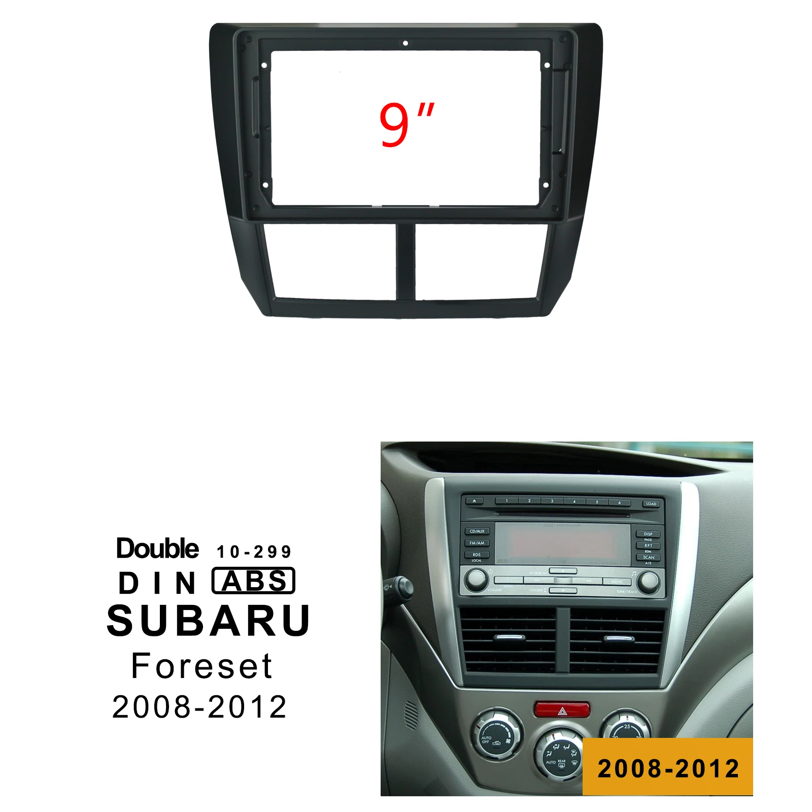 

2Din Car DVD Frame Audio Fitting Adaptor Dash Trim Kits Facia Panel 9" For SUBARU Forester 2008-2012 Double Radio Player