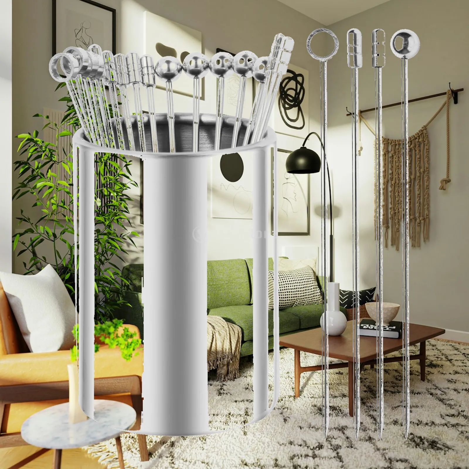 

20x Stainless Steel Cocktail Toothpicks Stainless Steel Cake Topper Picks Novelty Drink Toothpicks for Cupcake Dessert Cake