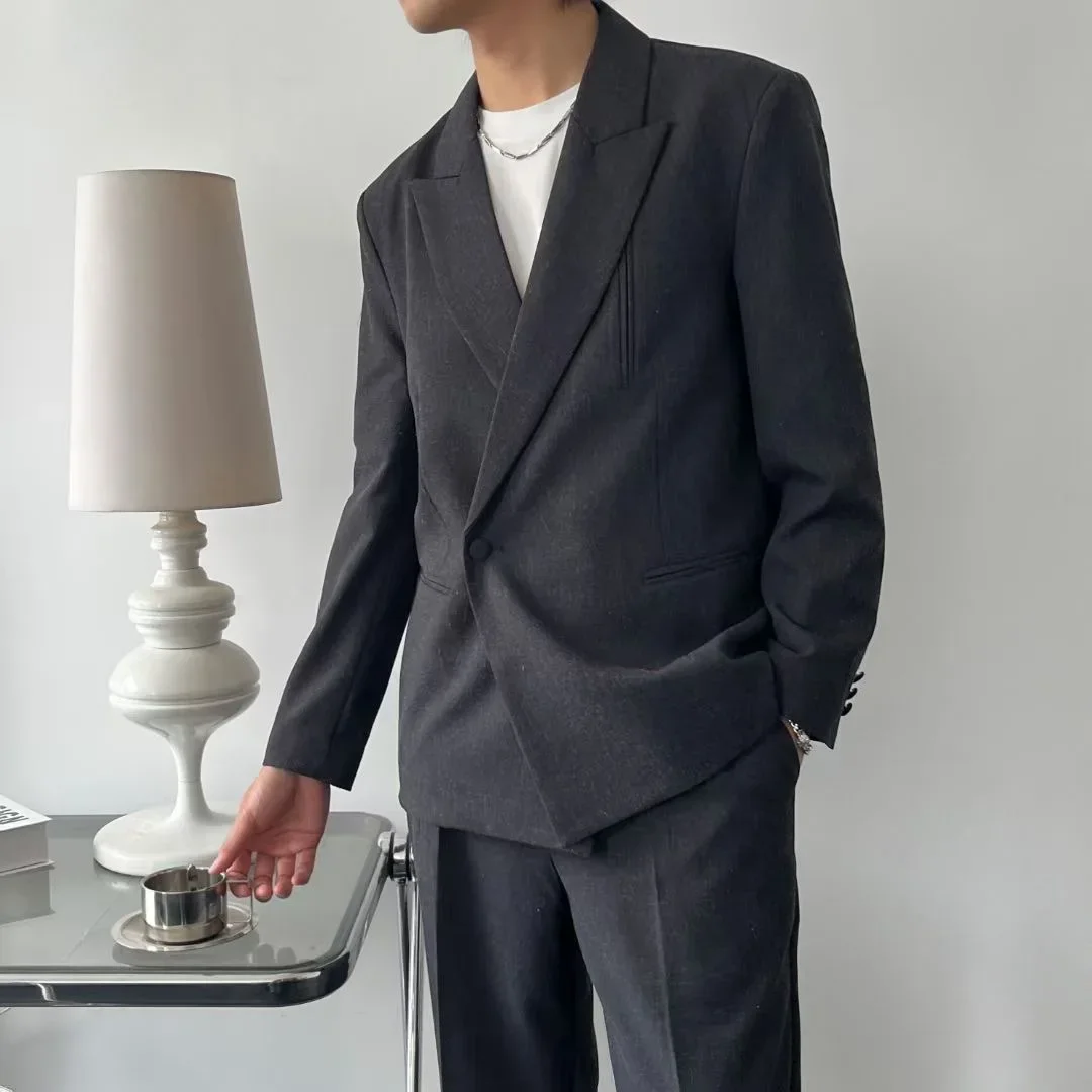 

Streetwear Fashion Show 2 Pieces Suits Men Loose Casual Party Dress Suits Sets Blazer Jacket Pant Stage Clothing Costume