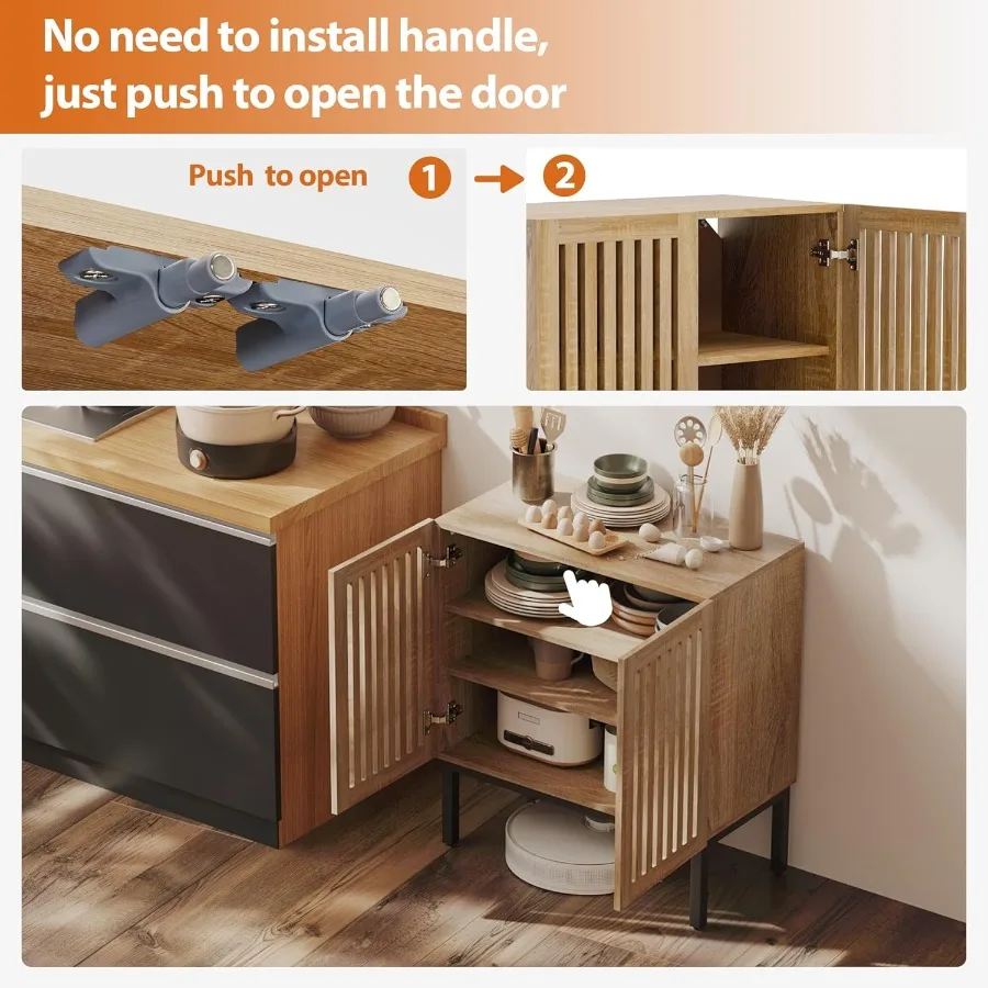 خزانة بوفيه مصبغة مع خزائن جانبية للتخزين وبابين مع قاعدة معدنية ورف قابل للتعديل للمطبخ والقهوة وغرفة الطعام E