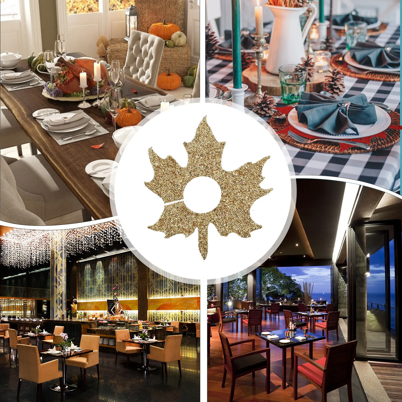 

6pcs Wine Glass Non-Woven Maple Leaf Shaped Red Wine Ring Thanksgiving Party Cup Ring Glass Markers Recognizer Kitchen Bar