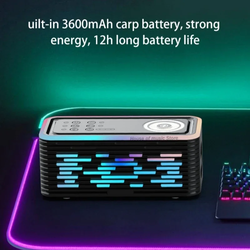 Multifunction 15W QI Fast Charging Wireless Charger Speakers With RGB Music Light Shock Subwoofer Portable Bluetooth Loudspeaker