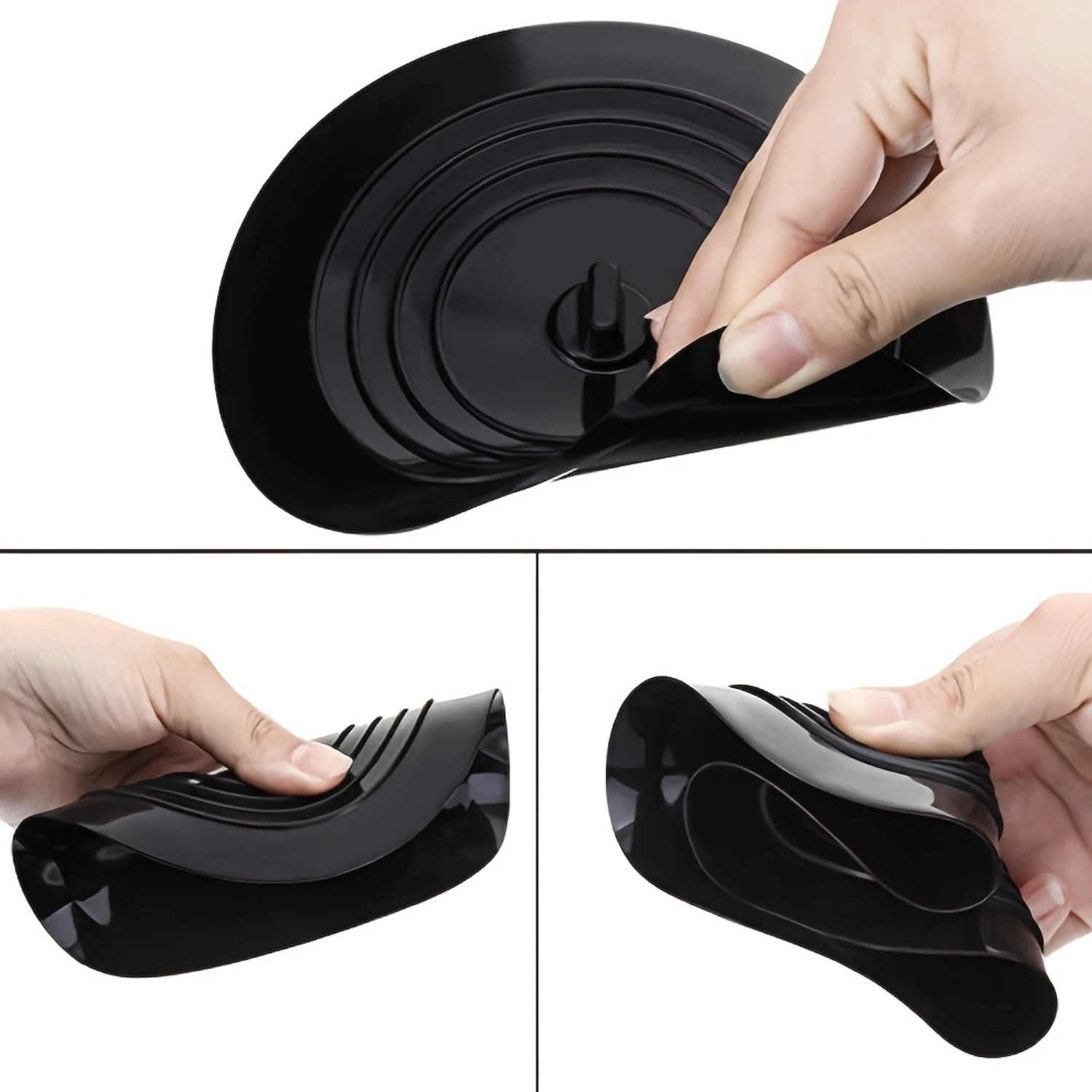 

1/3 pack Universal Silicone Bathtub Stopper with Flat Suction Cover - Prevents Drain Clogs and Hair Buildup in Bathroom, Laundry