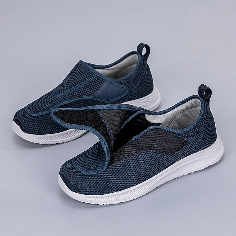 Lightweight Adjustable Open-Toe Shoes for Men Diabetic Walking Sneakers Normal Wide Comfort for Swollen Elderly Feet Pain Relief