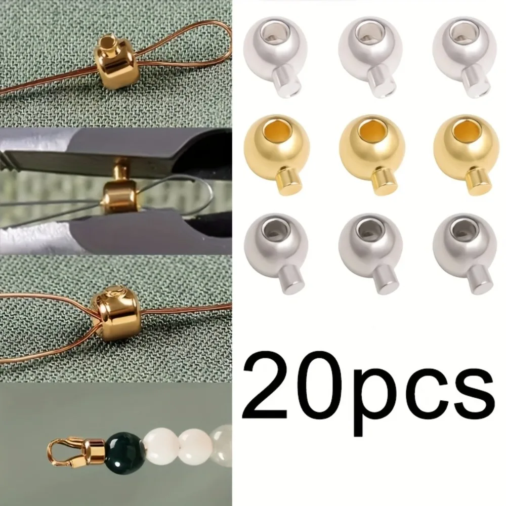20pcs Adjustable Spring Stopper Beads, Metal Cord Lock Clasps for Jewelry Making