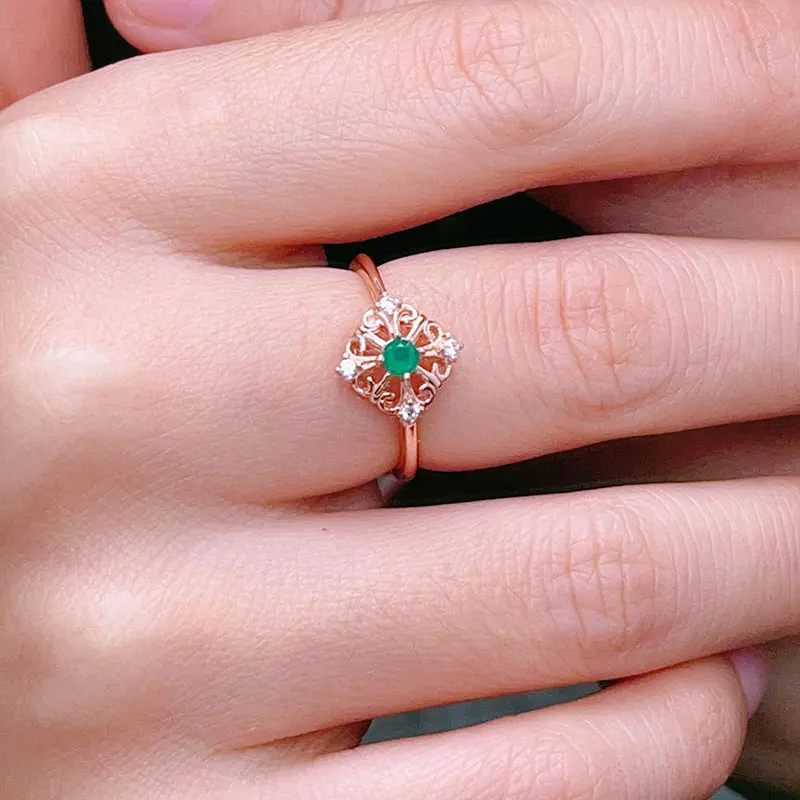 

Natural Chalcedony Ring with Certificate 3mm*3mm Genuine Chalcedony Jewelry 925 Silver Gemstone Ring Gift for Woman