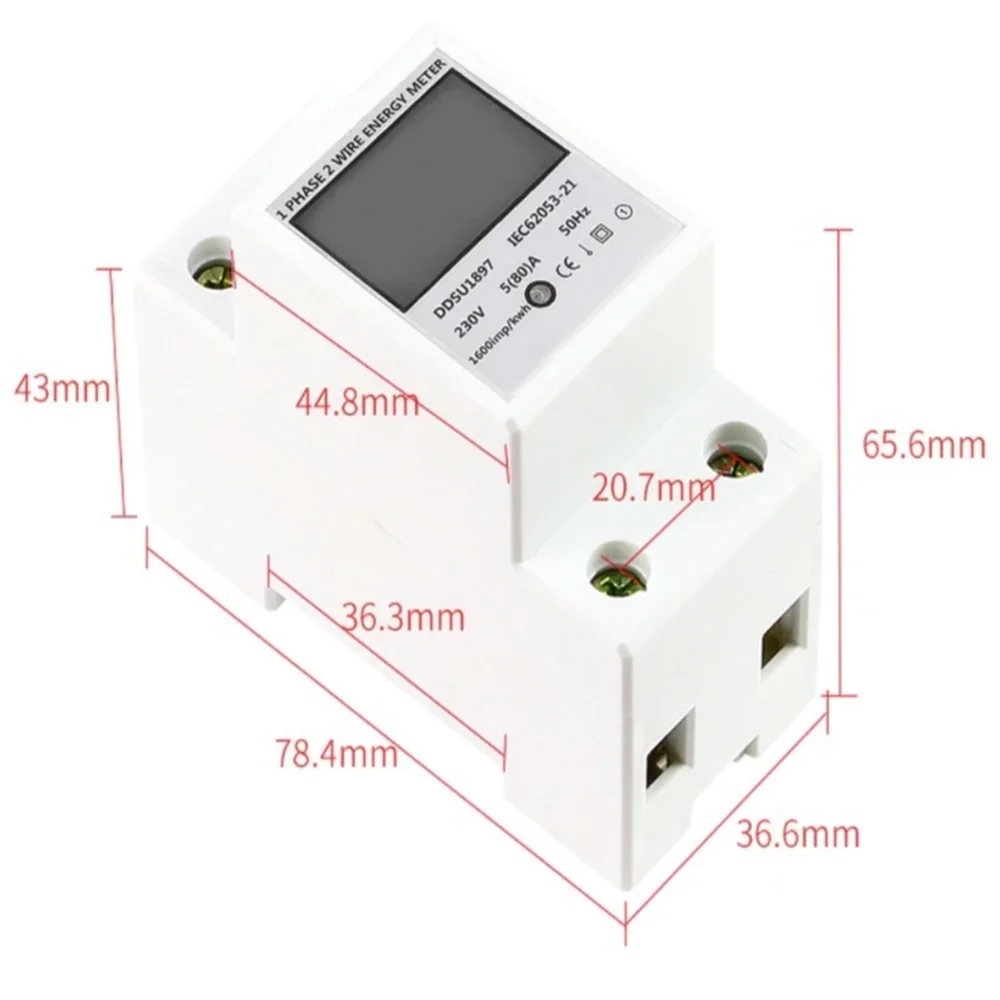 Single Phase LCD Digital Energy Meter Reset Zero kWh Voltage Current Power Consumption Counter Electric Wattmeter 220V Din Rail