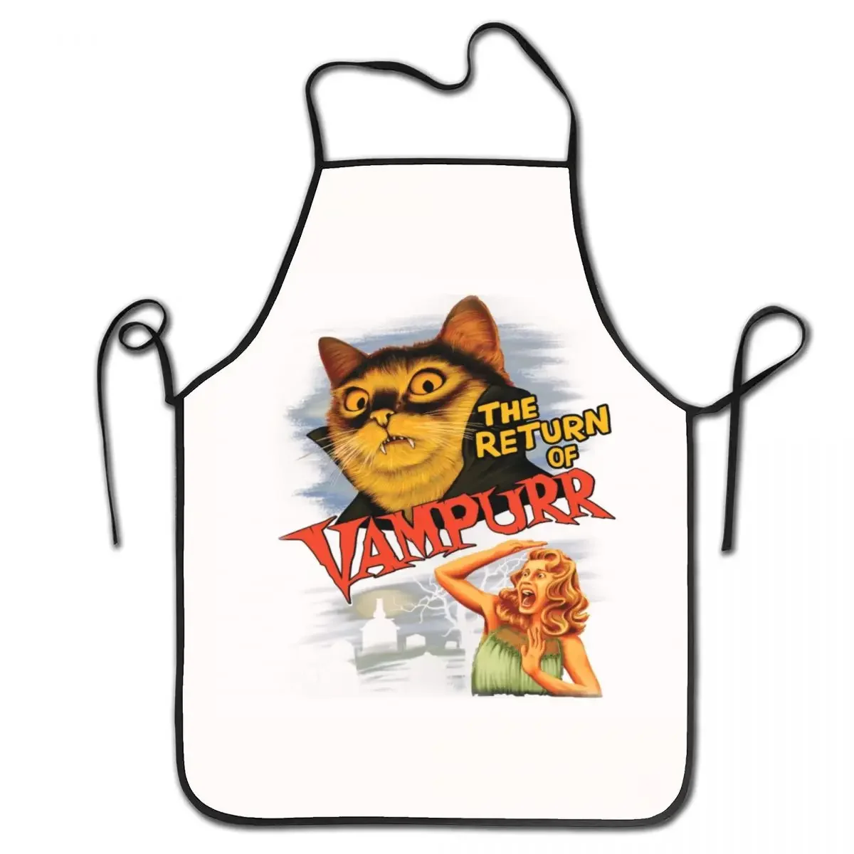 Unisex The Return Of Vampurr Cat Bib Apron Adult Women Men Chef Tablier Cuisine for Cooking Kitchen Halloween Movie Gardening