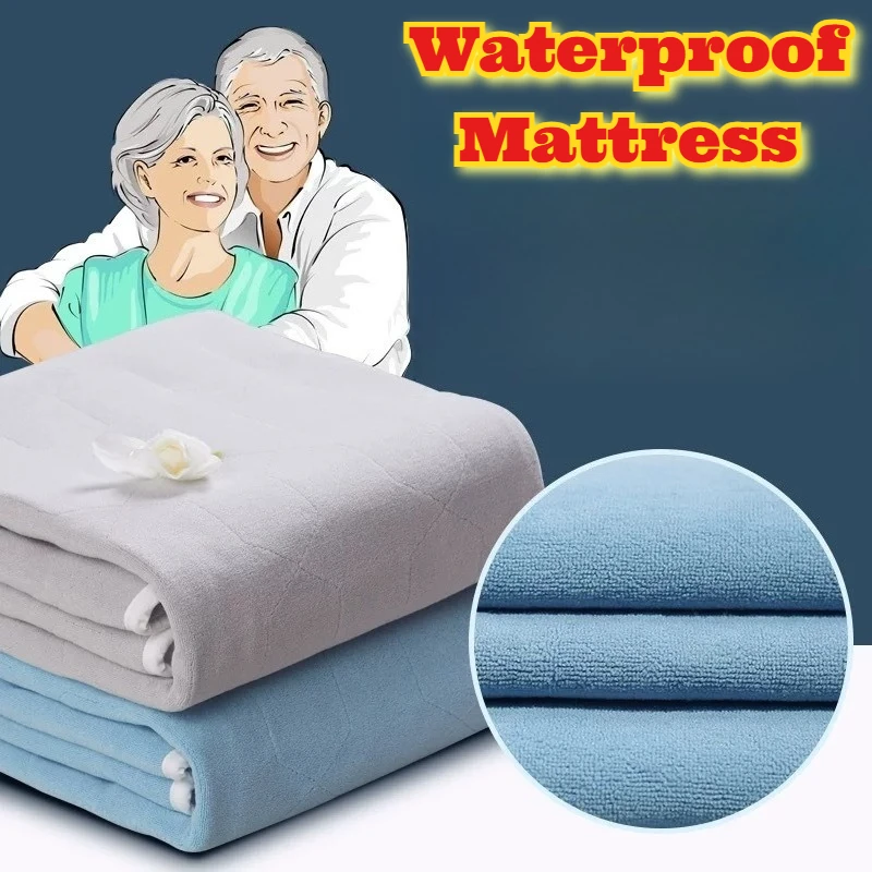 Almofada de cama de flanela lavável à prova d'água, cuidados com idosos, antiderrapante, térmica, inverno, à prova de urina, protetor de colchão, leite macio, velo