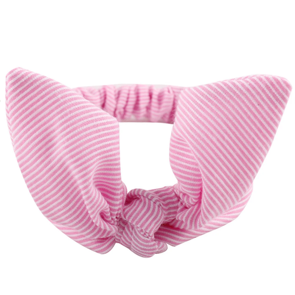 

6 pcs Bunny Ear Headband Elastic Hair Tie Stretchy Ponytail Holder No Crease Ribbon Girl Hair Band Bracelet Baby for Girls