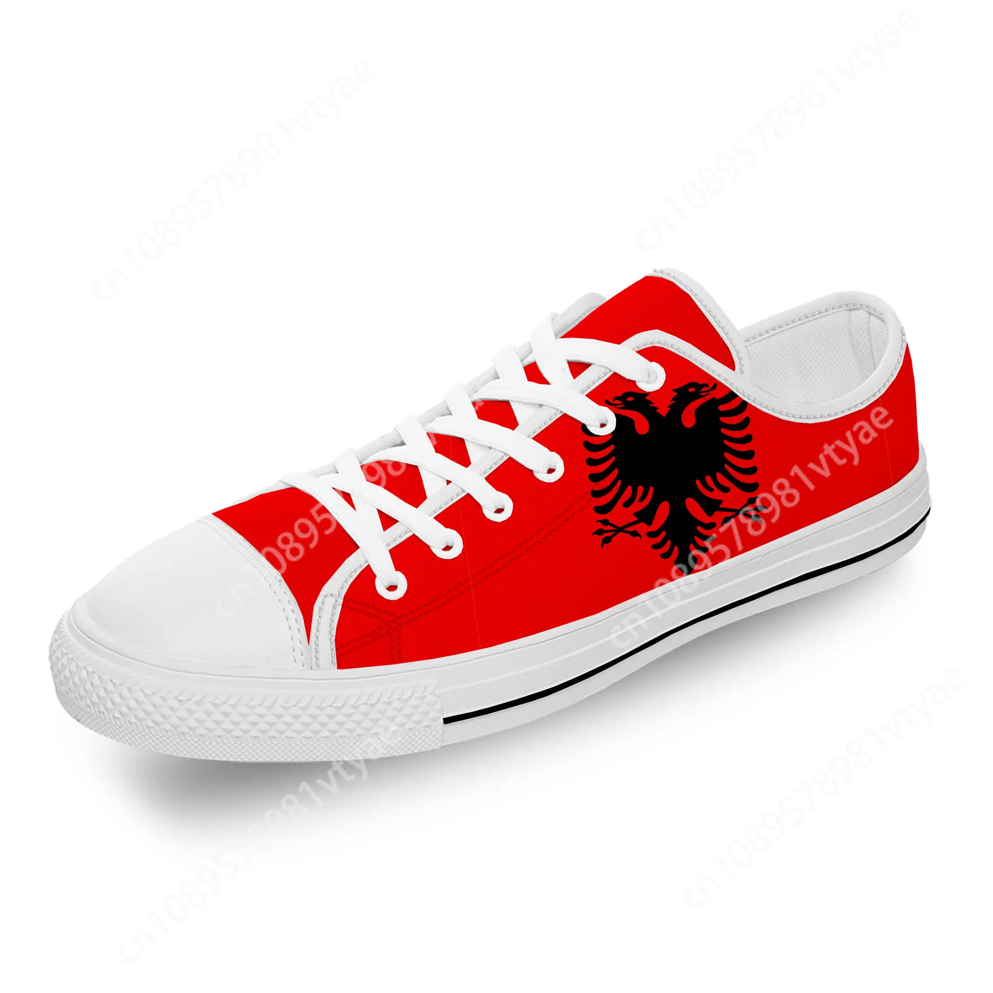 Albania Flag Eagle Low Top Sneakers Mens Womens Teenager Casual Shoes Canvas Running Shoes 3D Print Breathable Lightweight shoe