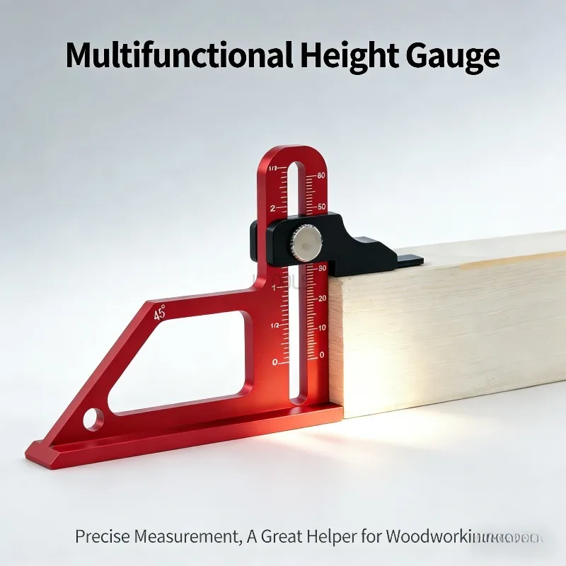 

0-60mm Adjustable Height Gauge for Table Saw Dual Scale Inch/Metric Aluminum Depth Gauge Precision Measurement Woodwork DIY Tool