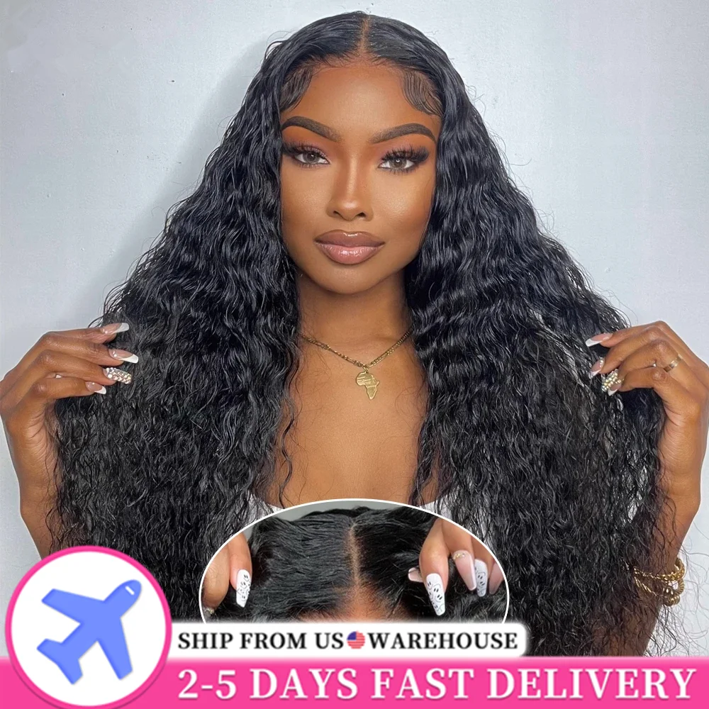 Deep Wave Glueless Wig Ready To Wear Brazilian Human Hair Kinky Curly Water Wigs 5x5 Lace Closure Wig For Women Pre-Cut Lace Wig