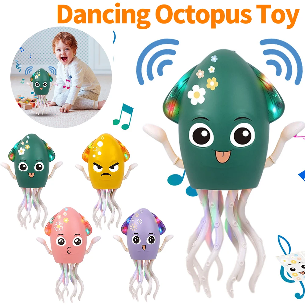Dancing Funny Octopus Toy Smart Obstacle Avoidance Cartoon Interactive Moving Toys Education Toddler Octopus Toy for Kid Gift