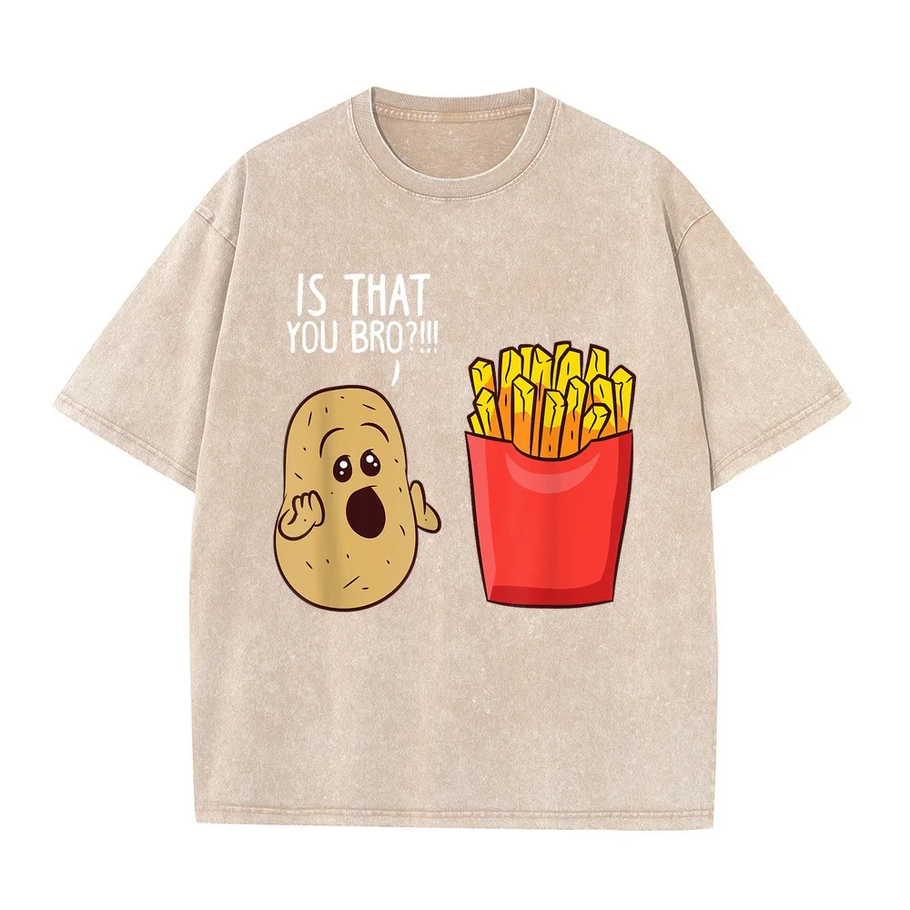Potato Is That You Bro French Fries Lover T-Shirt Black Unisex-Adults Medium T-Shirts Oversize Y2k Short Sleeve Summer Top